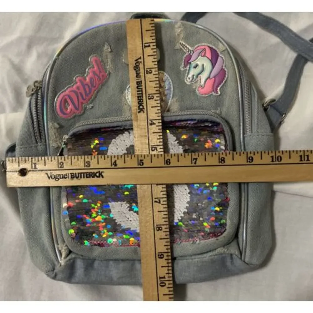 Justice ￼Silver Flip Sequin Initial S Mini‎ Backpack